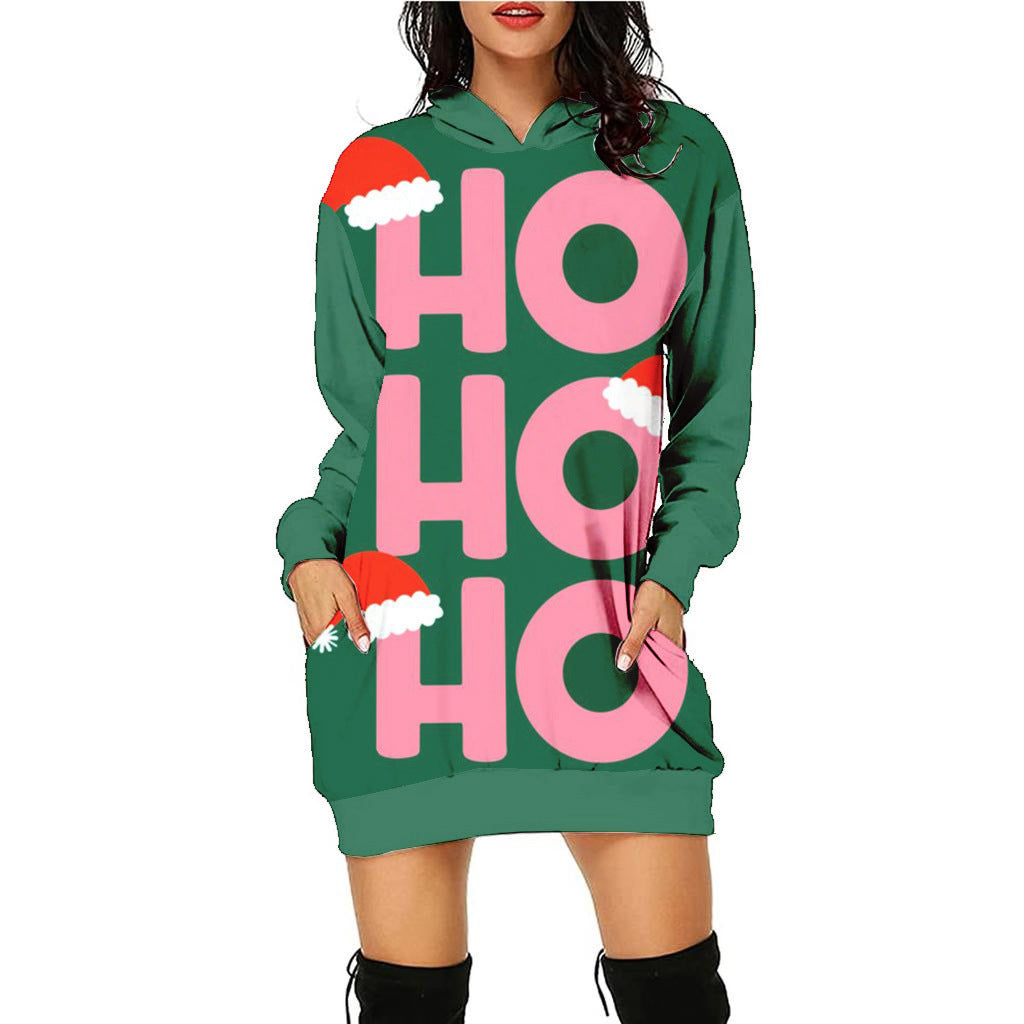 Women's Casual Printed Christmas Sweater Dress
