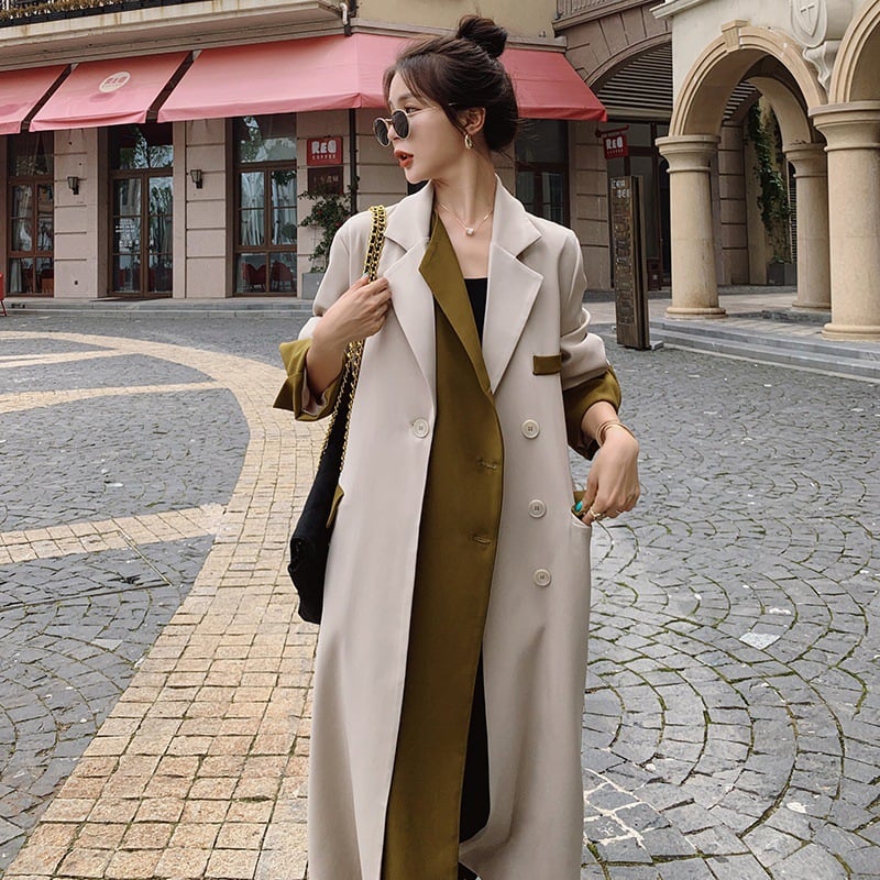 Loose Mid-length Two-piece Windbreaker Jacket for Women