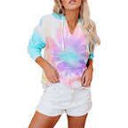 Tie Dye Ombre Loose Long Sleeve Hoodie Top | Streetwear