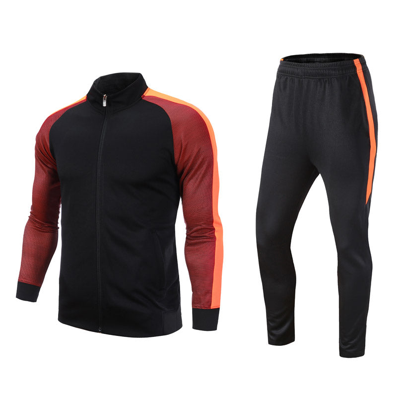 Contrasting Trim Stand-Collar Sports Jacket Suit