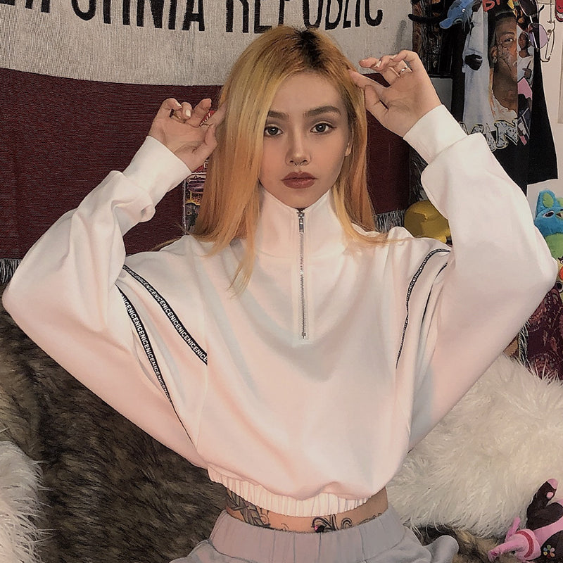 Loose-Fit Cropped Hoodie with Color Block Design