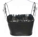 Faux Leather Spaghetti-Strap Crop Top