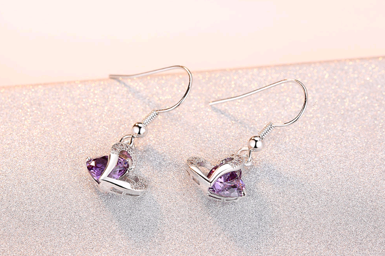 Amethyst Zirconia Necklace and Earring Set for Christmas