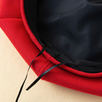 Women's Solid Color Wool Retro Painter Hat | Embroidered Cap