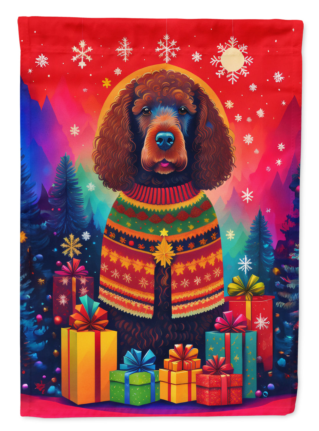 Irish Water Spaniel Holiday Christmas Garden Flag