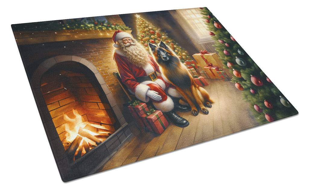 Belgian Tervuren and Santa Claus Glass Cutting Board