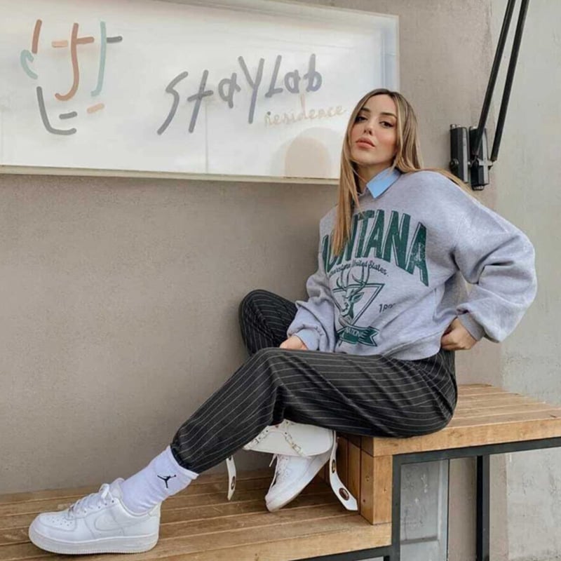 Retro Distressed Long Sleeve Sweater for Women