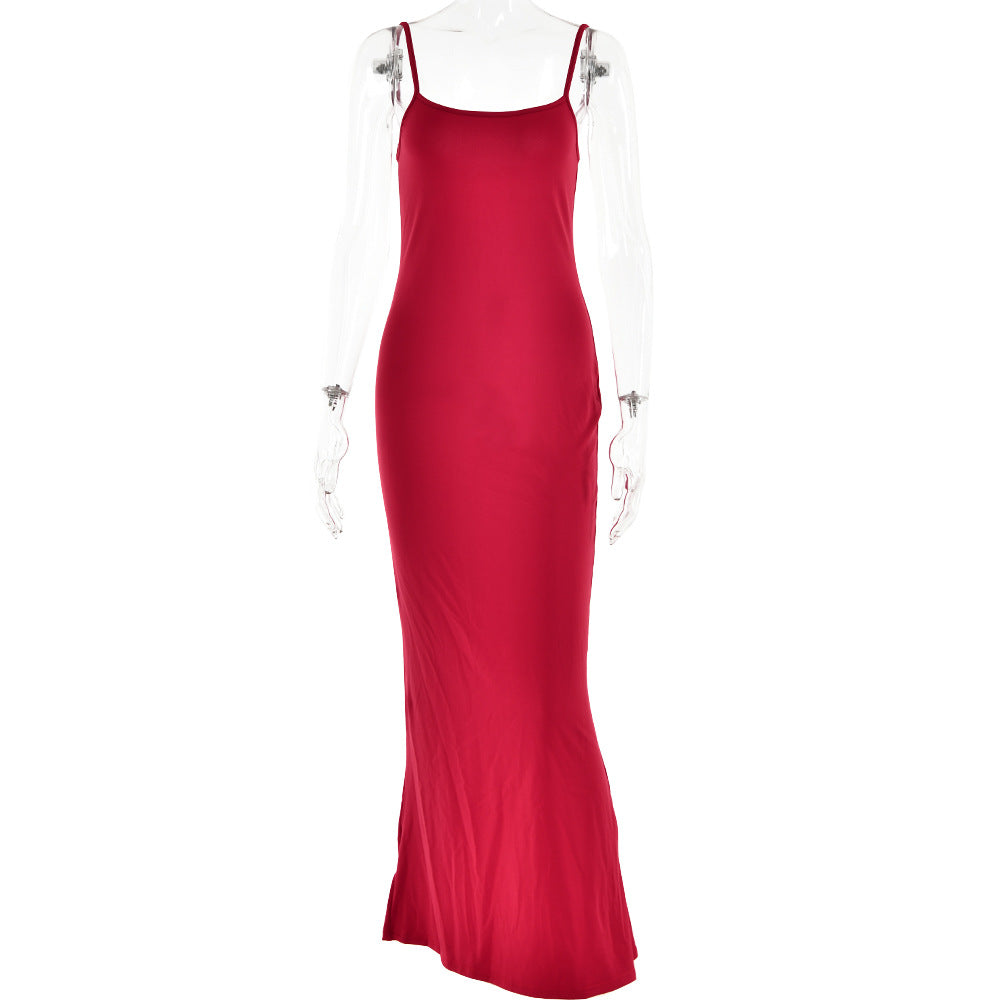Spaghetti-Strap Slip Maxi Dress