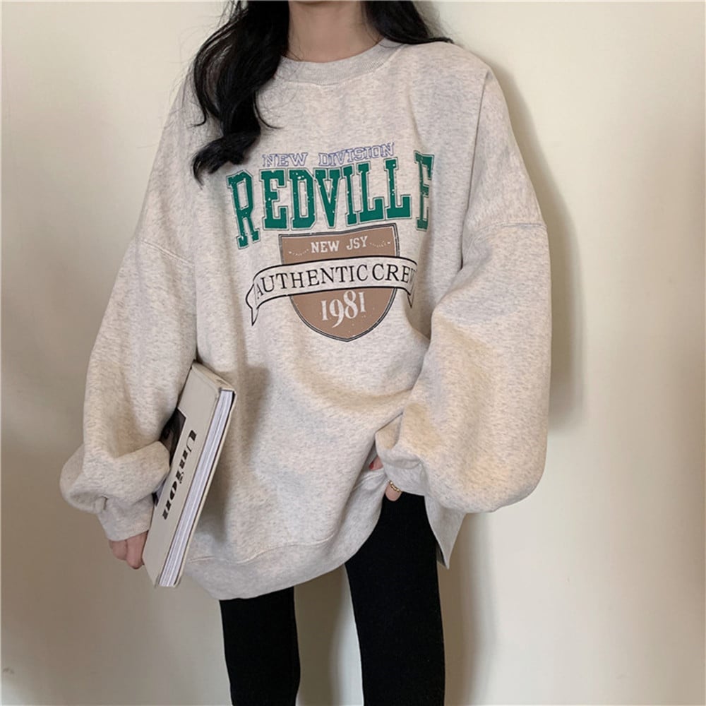 Loose Round Neck Long Sleeve Sweatshirt for Women | Streetwear