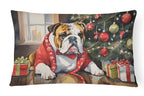English Bulldog Cozy Christmas Throw Pillow