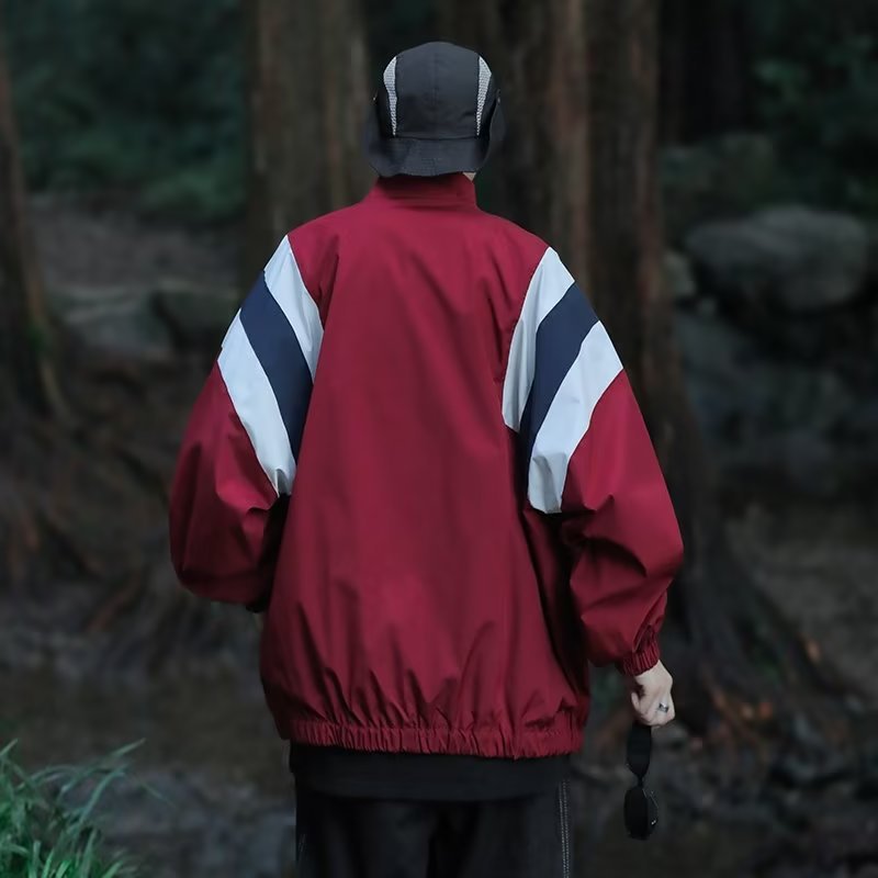 Men's Color Block Windproof Jacket - Oversized Streetwear