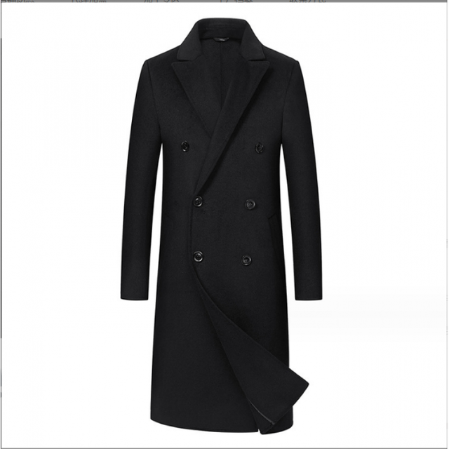 Men's Double-sided Woolen Windbreaker Over Knee Coat