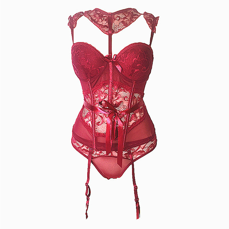 New Sexy European Shaping Bodysuit and Lace Lingerie Set