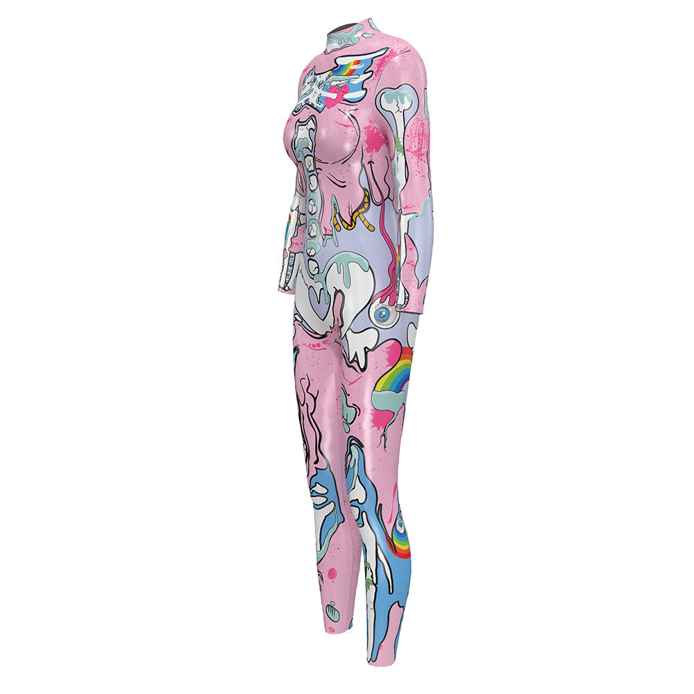 Digital Print Bodysuit - Sexy Women's Jumpsuit