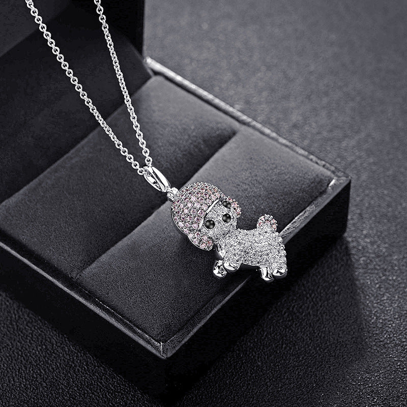 Zirconia Puppy Pendant Necklace
