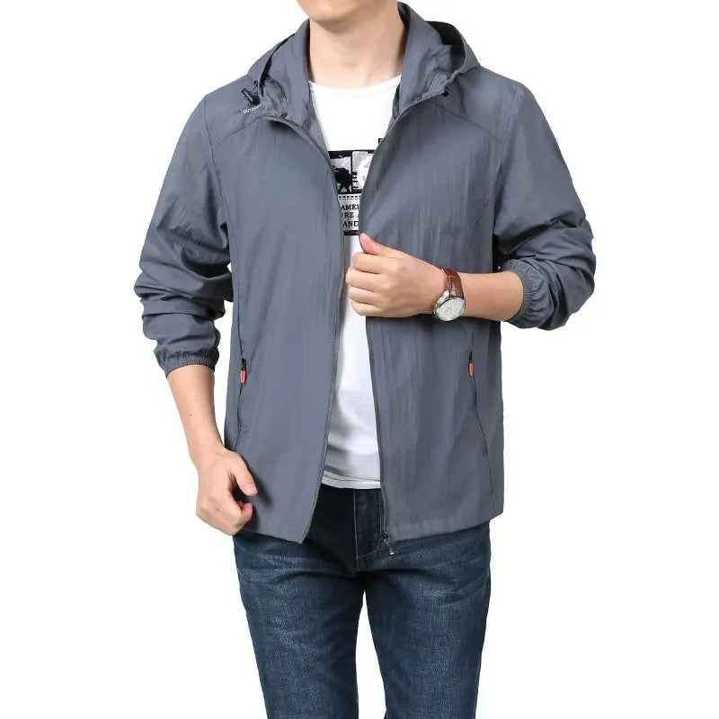 Men's Quick Dry Hooded Sun Protection Jacket for Outdoors
