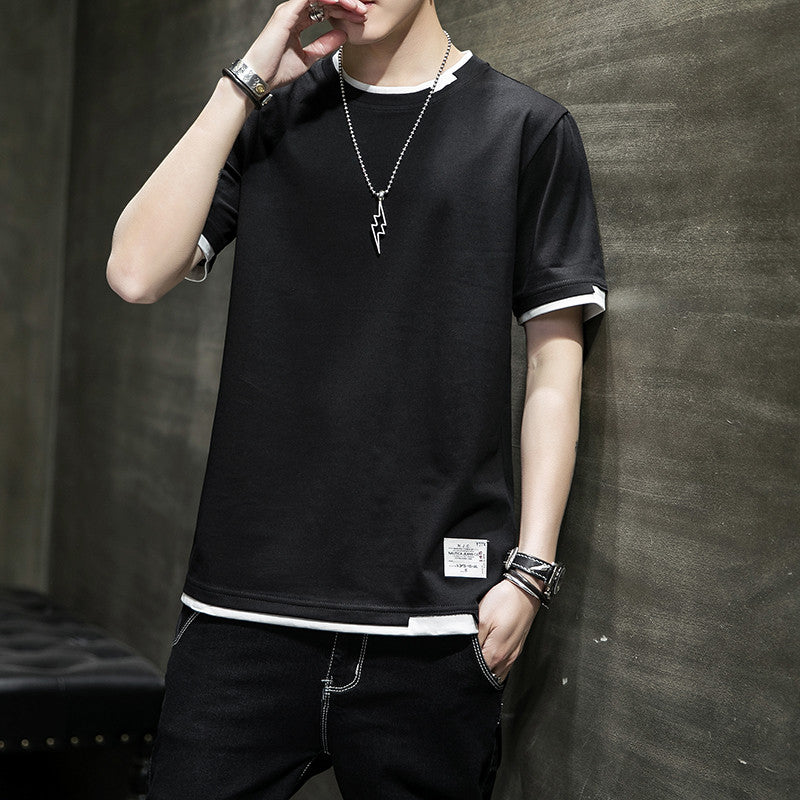 Stylish Men's Summer Two-Piece Spliced Pullover T-shirts | Streetwear