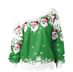 One-Shoulder Santa Sweatshirt for Women | Streetwear