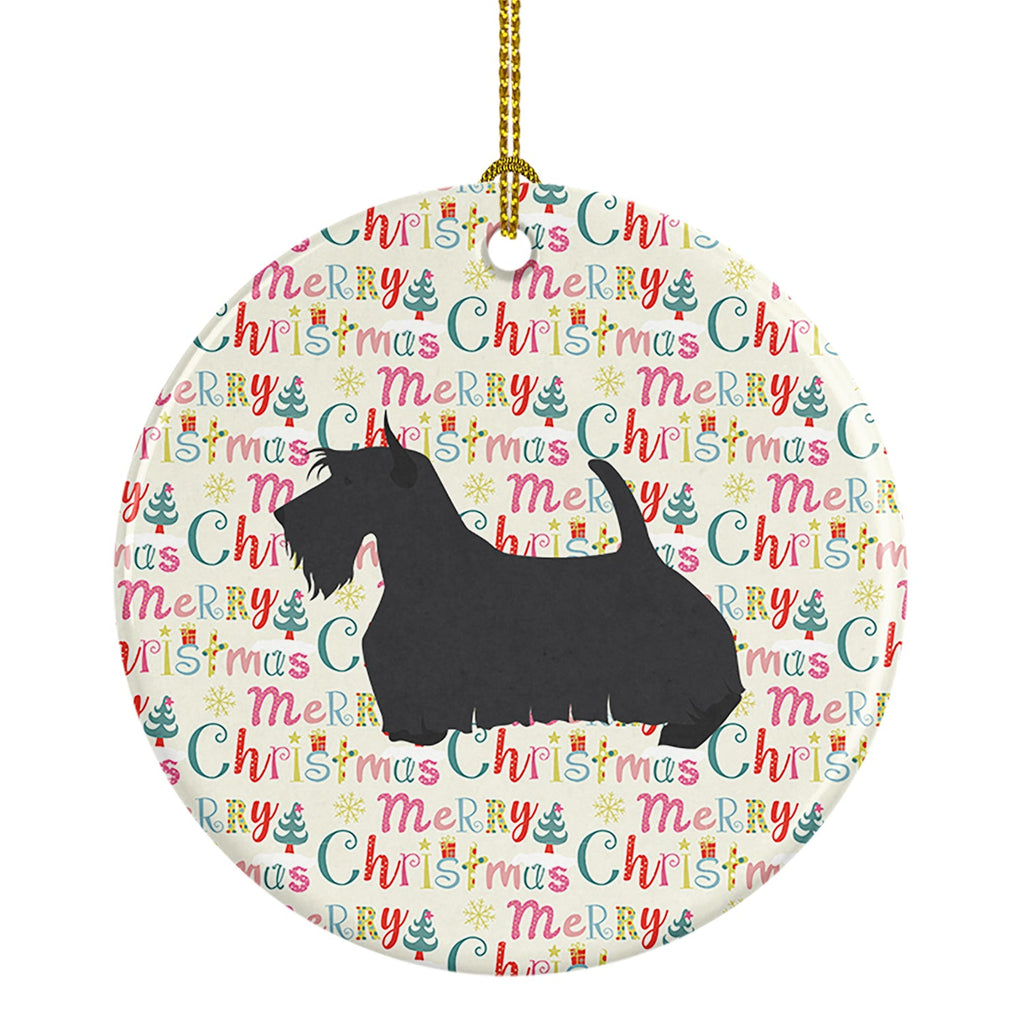 Scottish Terrier Merry Christmas Ceramic Ornament