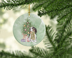 Cavalier Spaniel Tricolor Christmas Presents and Tree Ceramic Ornament