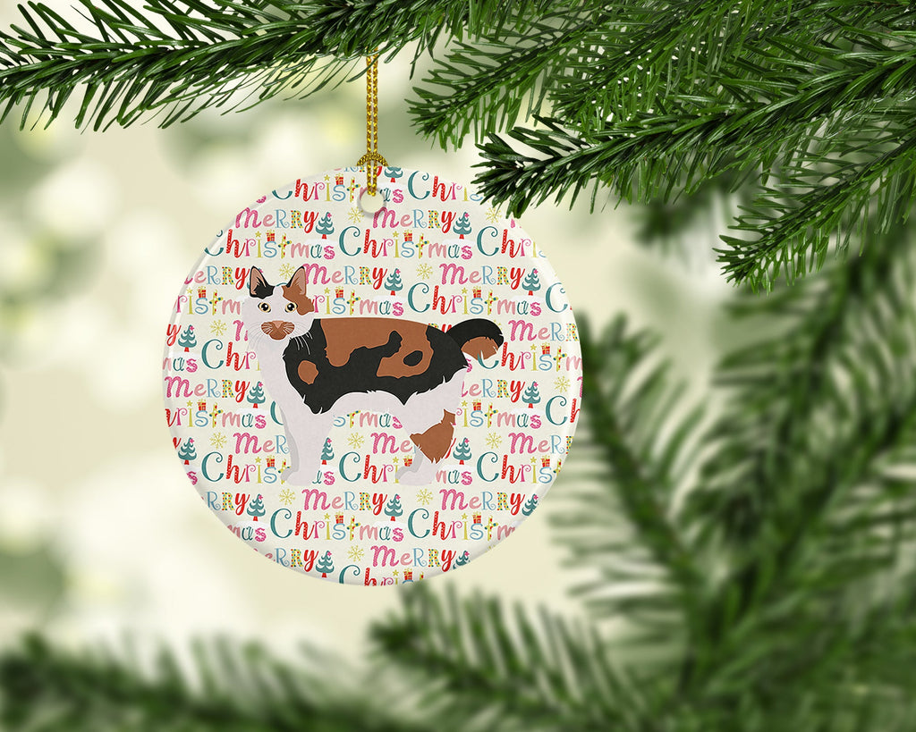 Cymric #2 Cat Christmas Ceramic Ornament