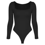 2023 Women's Sexy Long Sleeve Bodysuit with Square Neck
