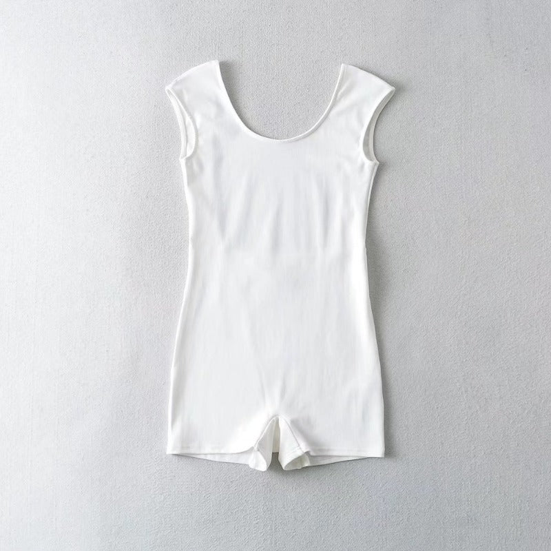 Trendy Backless Short Sleeve Bodysuit for Women 2022