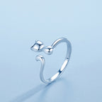 Silver Cat Open Ring for Women