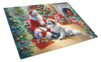 Great Pyrenees and Santa Claus Glass Cutting Board