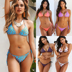 Dot Print Triangle Tie-Side Bikini Set