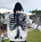 Skull Round Neck Long Sleeve Unisex Fashion Sweater