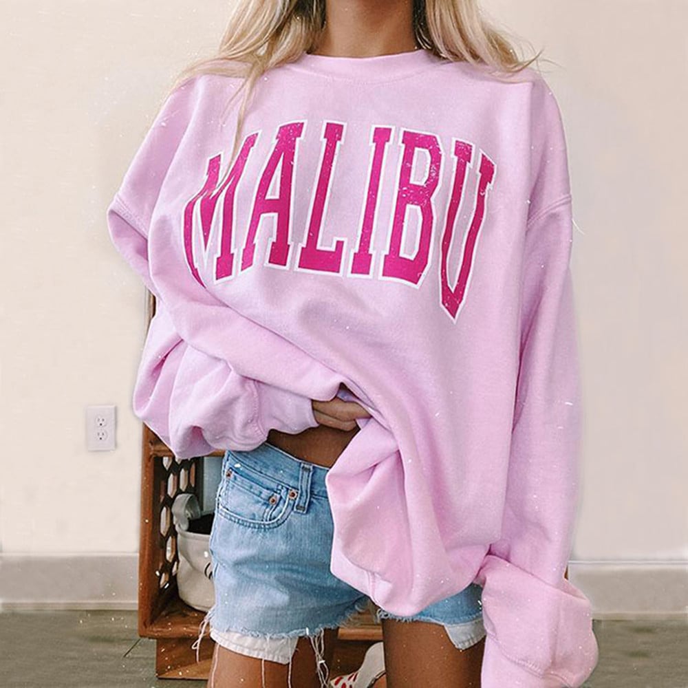 Casual Long Sleeve Round Neck Lettering Sweatshirt | Streetwear