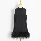 Sleeveless Solid Dress with Half Turtleneck Design