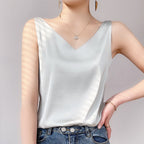 2024 Spring/Summer Women's Silk Satin V-Neck Tank Top