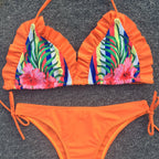 2019 Women's Ruffled Bikini with Tie Straps
