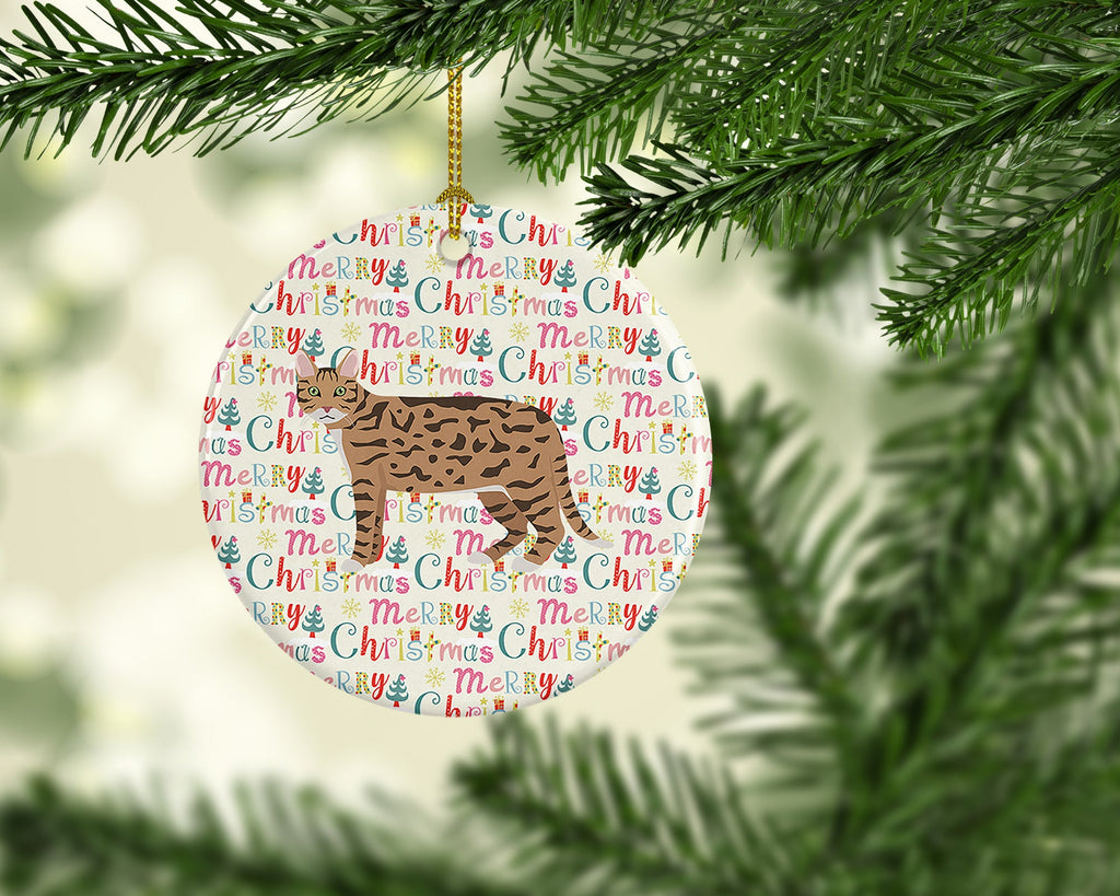California Spangled #2 Cat Christmas Ceramic Ornament