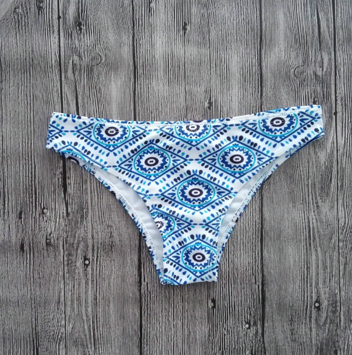Women's Blue and White Porcelain Bikini Swimwear