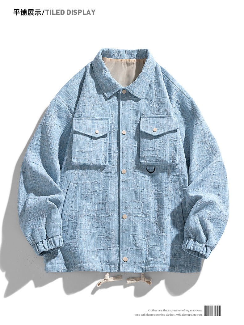 Large Men's Retro Loose-Fitting Work Jacket for Autumn