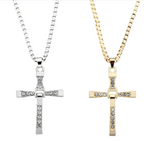 Men's Rhinestone Cross Pendant Necklace