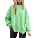 Women's Cozy Knitted Pullover with Side Slit – Chic & Comfortable | Streetwear