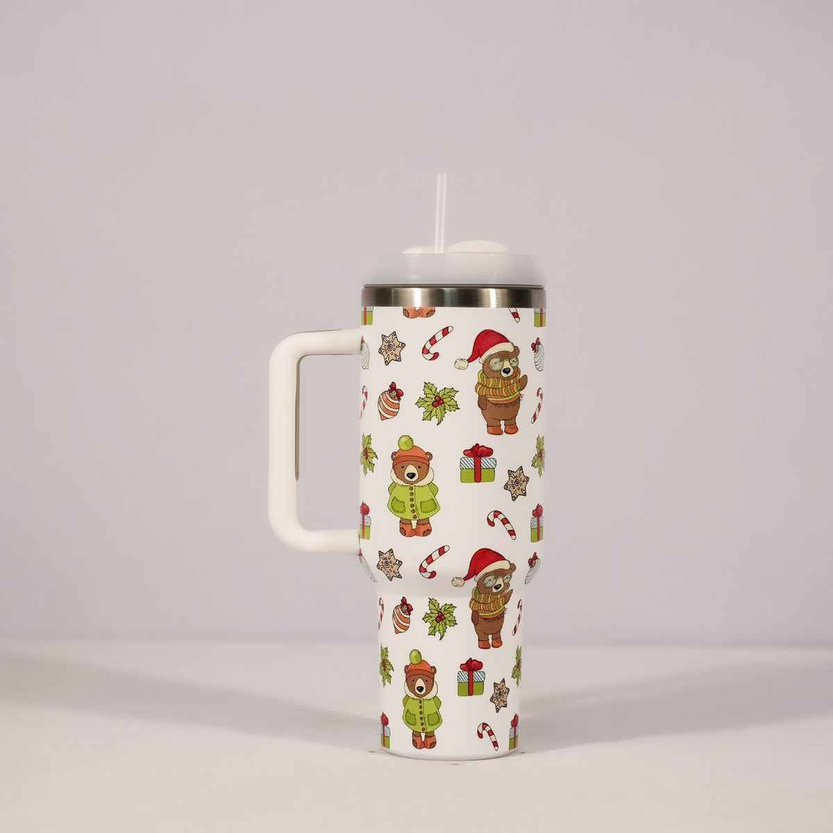 Christmas Stainless Steel Mug 40oz with Handle & Straw