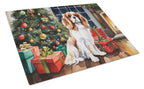 Cavalier Spaniel Cozy Christmas Glass Cutting Board