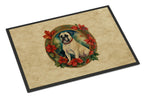 White Boxer Christmas Flowers Doormat