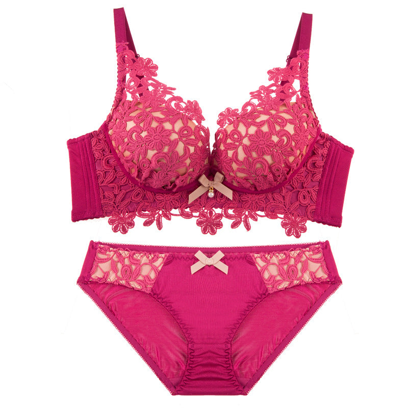Japanese Style Embroidered Adjustable Bra Set with Padding