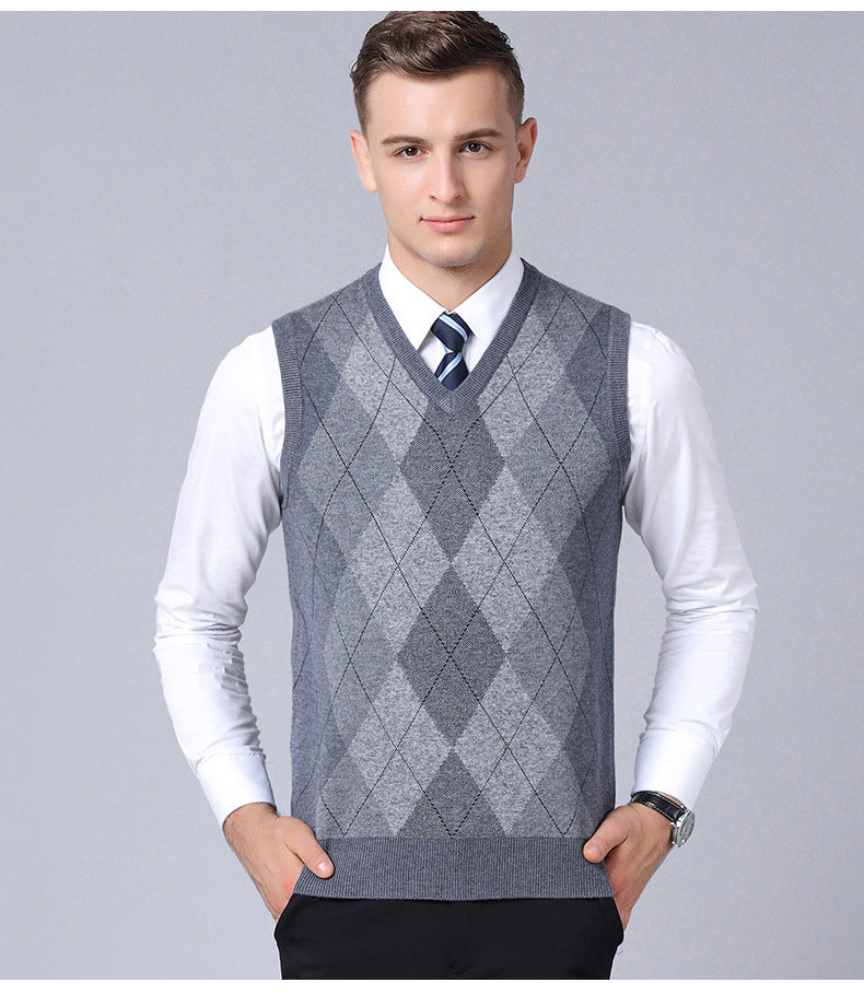 Casual Loose Vest Sweater for Dad's Outfit
