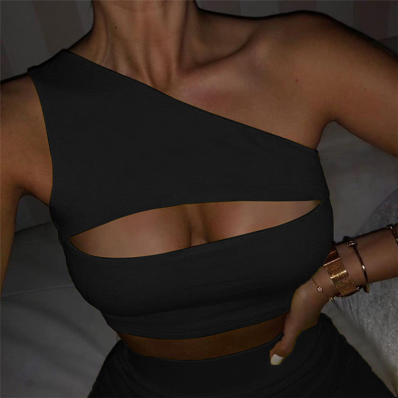 One-Shoulder Yoga Tank Top and Shorts Set