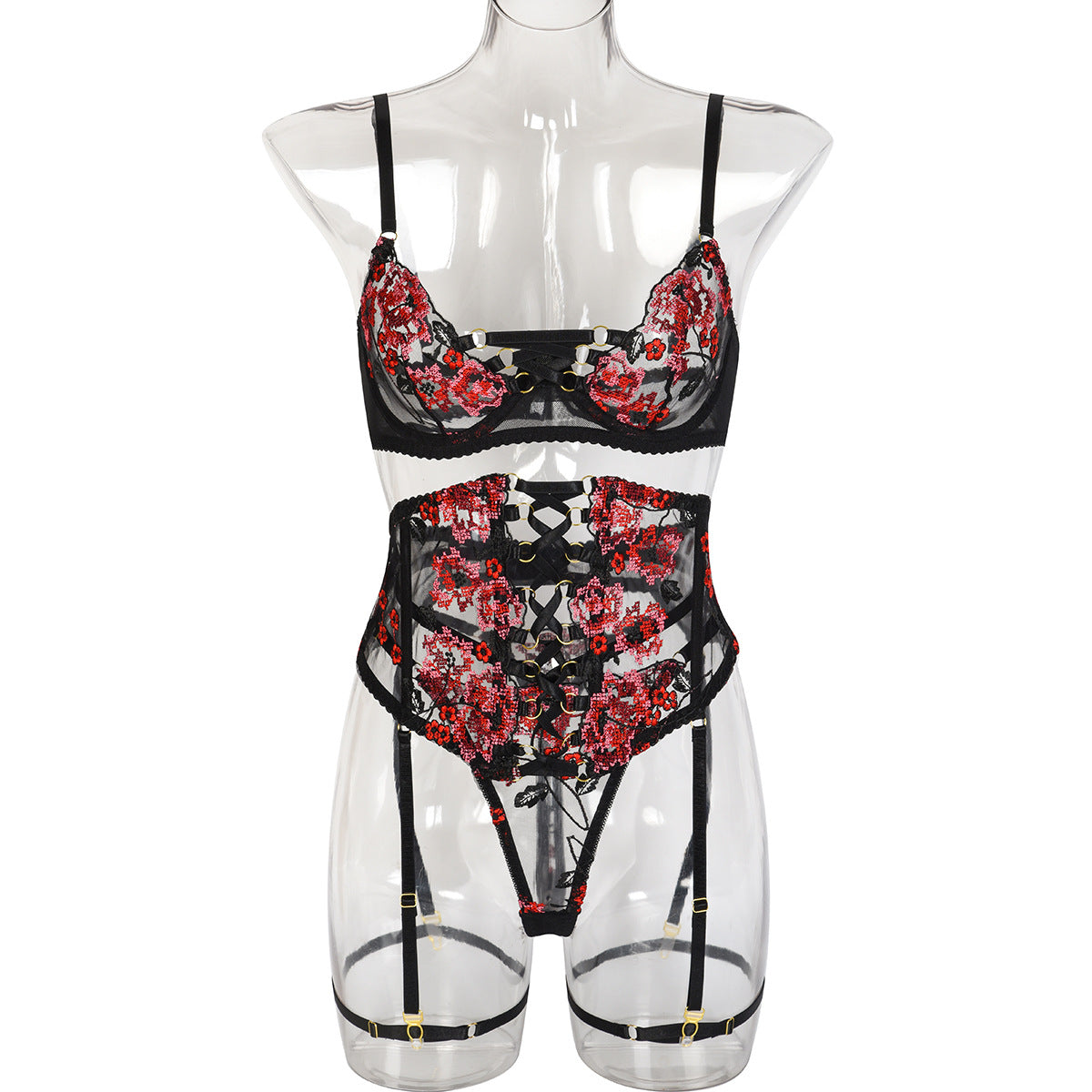 Cross-Border New Women's Embroidered Lingerie Set
