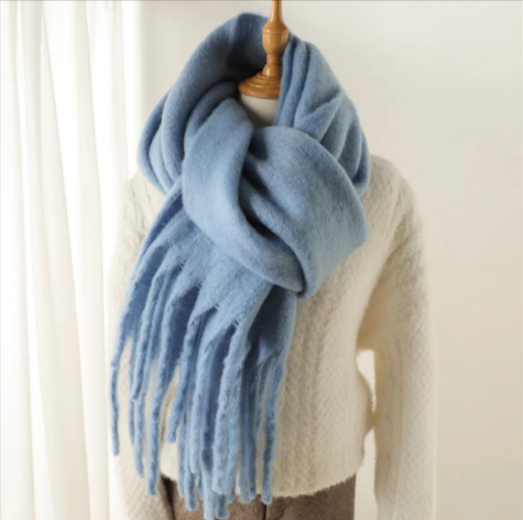 Mohair All-Matching Winter Fringe Scarf