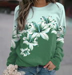 Women's Printed Round Neck Long Sleeve Pullover | Streetwear