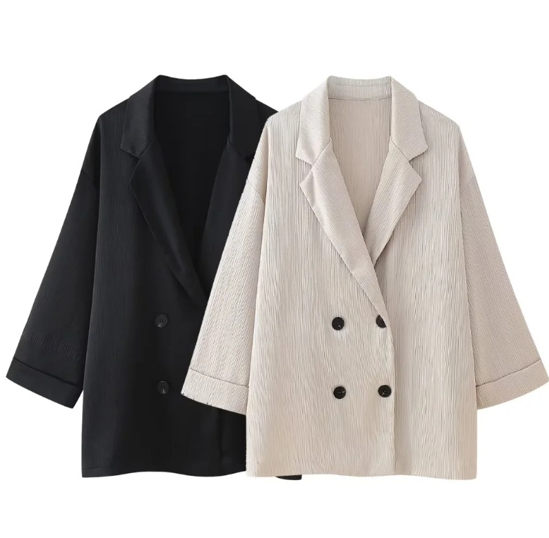 Ruffled Suit Jacket with Casual Trousers